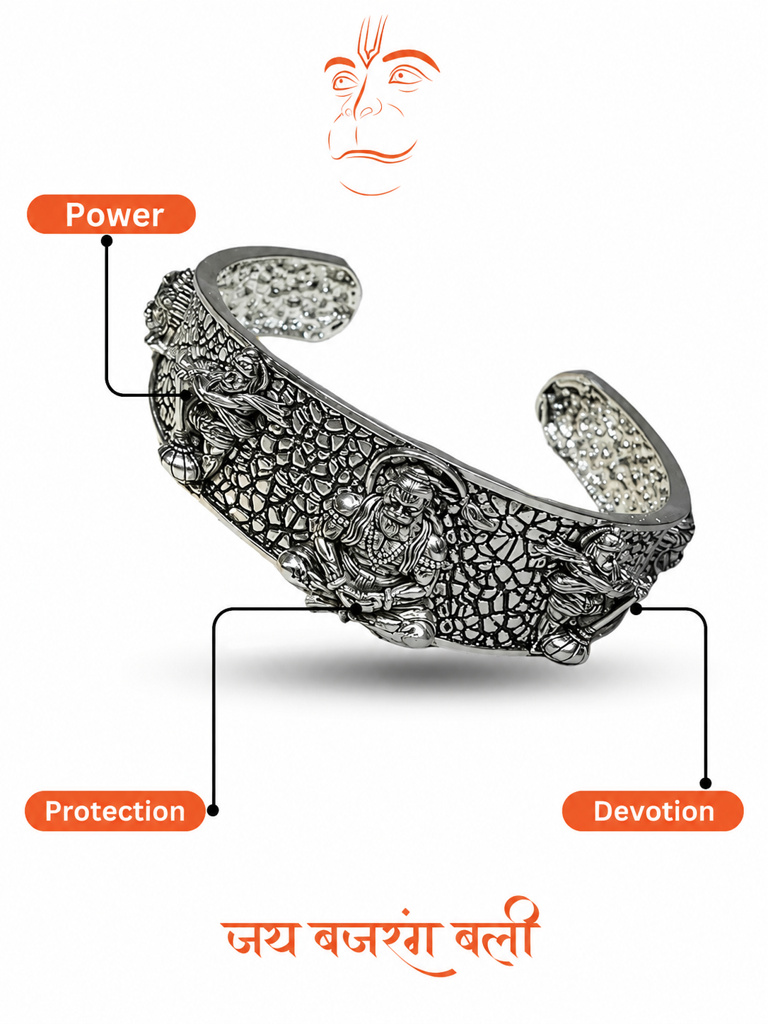 Bajranbali Bracelet with white background and all details about bracelet.